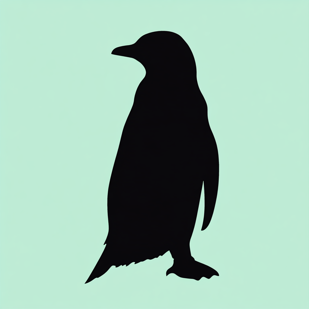 A playful penguin in mint and lavender