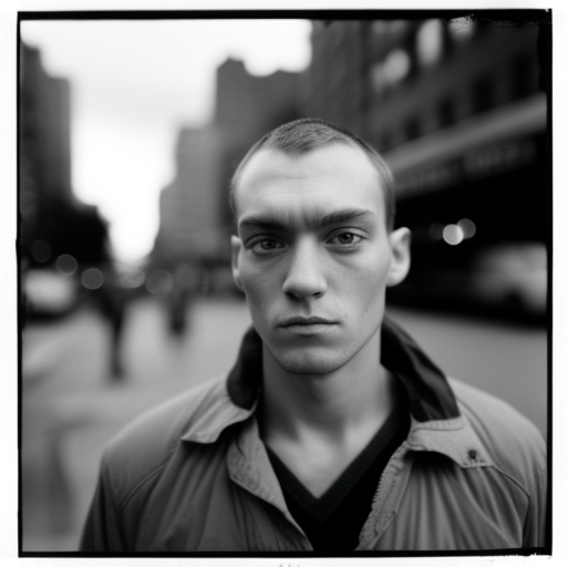 A portrait of a beautiful boy in NYC streets.