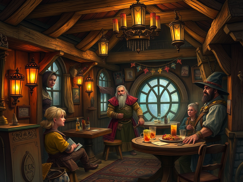 A realistic, cosy steampunk tavern in Dungeons and Dragons.