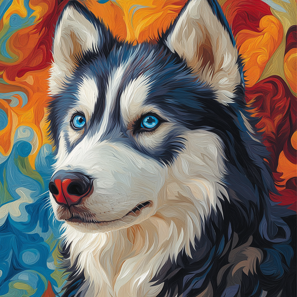 A realistic portrait of dignified Siberian Husky.