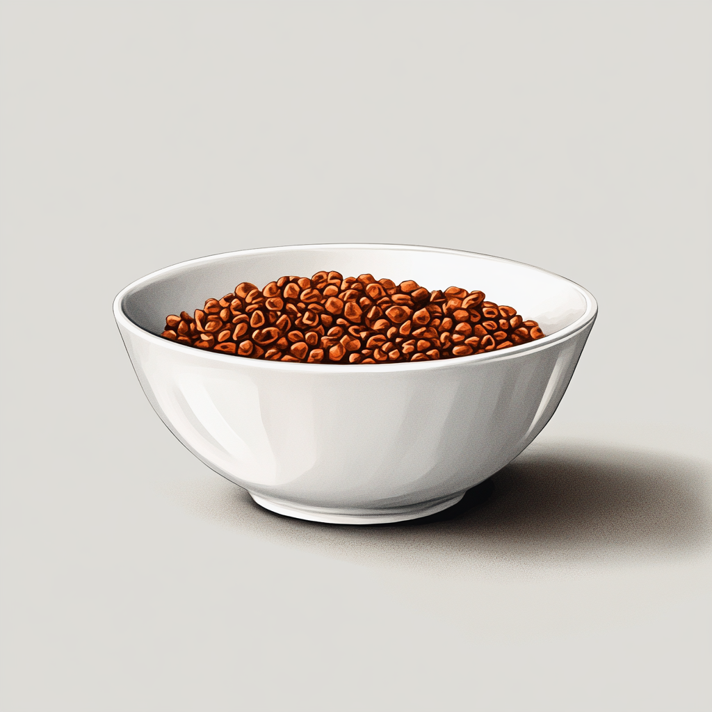 A realistic watercolor painting of a brown rice bowl.