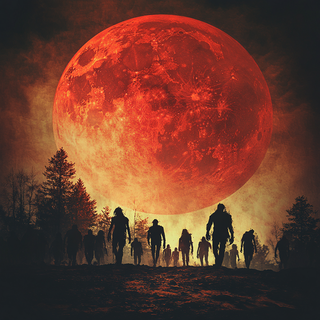 A red eclipse in a zombie apocalypse