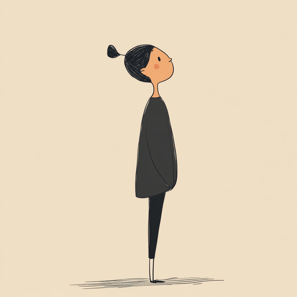 A relaxed character in simple, hand-drawn style