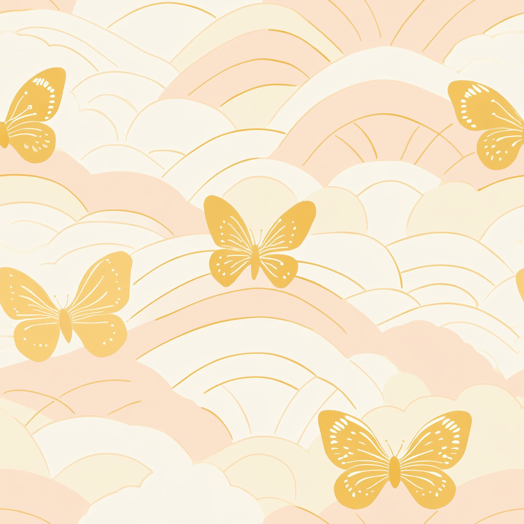 A seamless pattern of pastel yellow butterflies