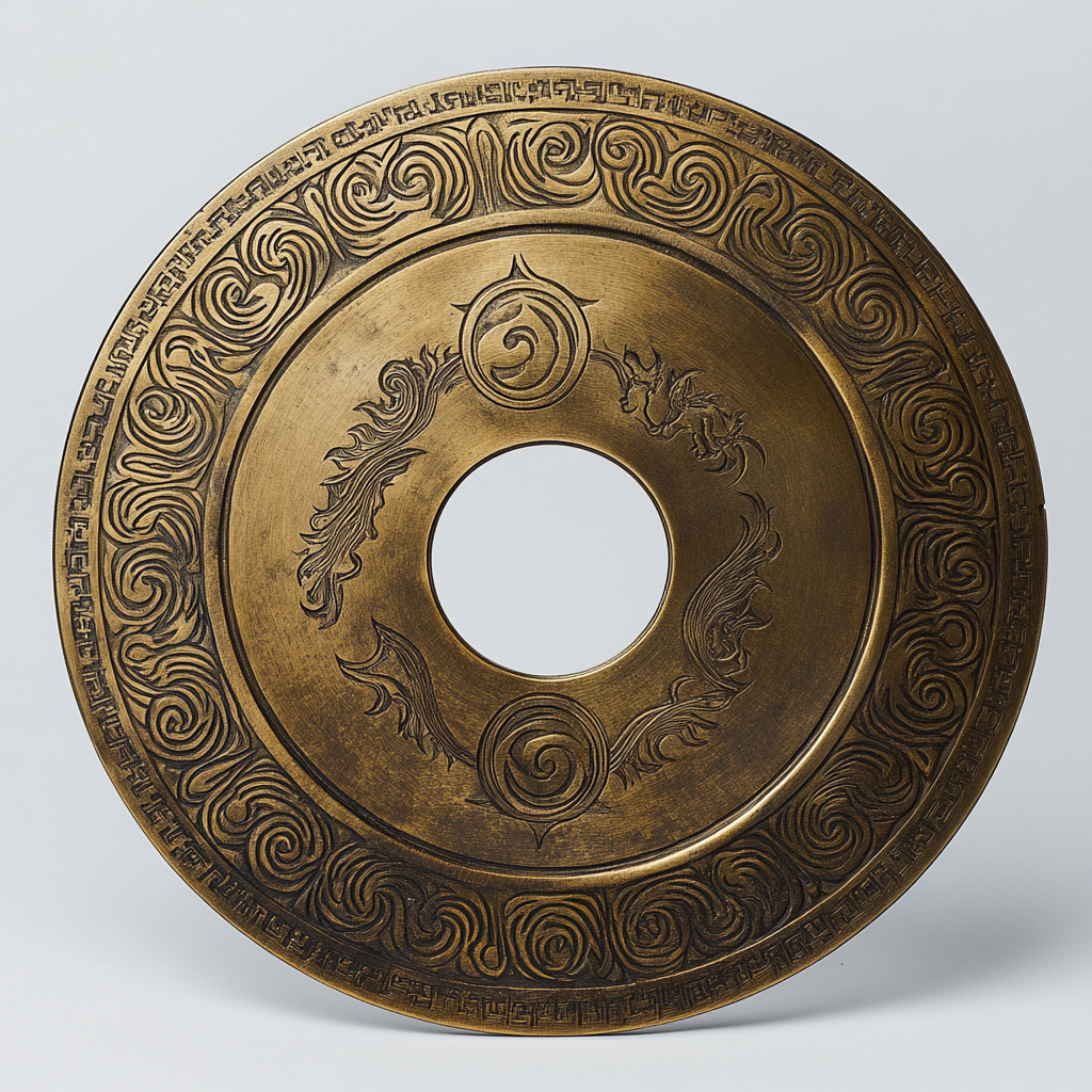 A shiny brass disk with magical symbols