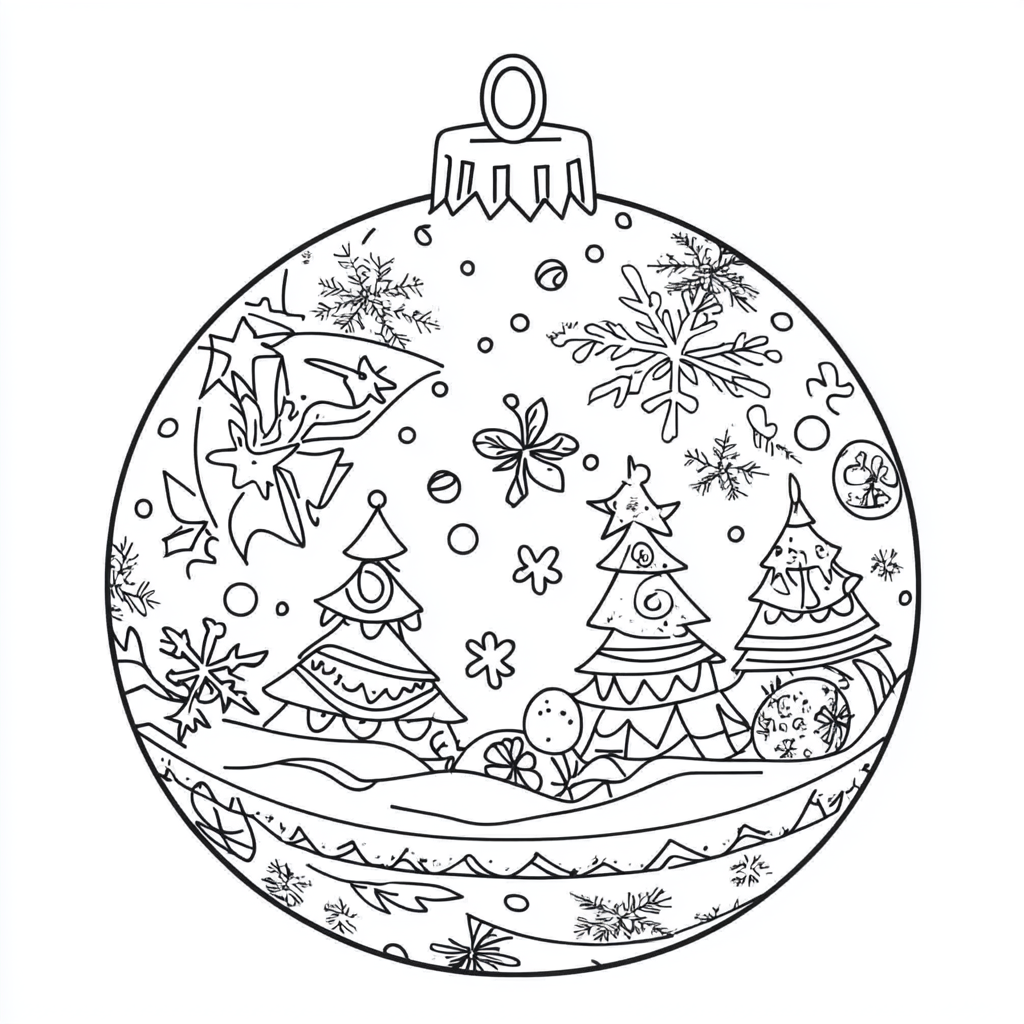 A simple Christmas bauble coloring page for kids