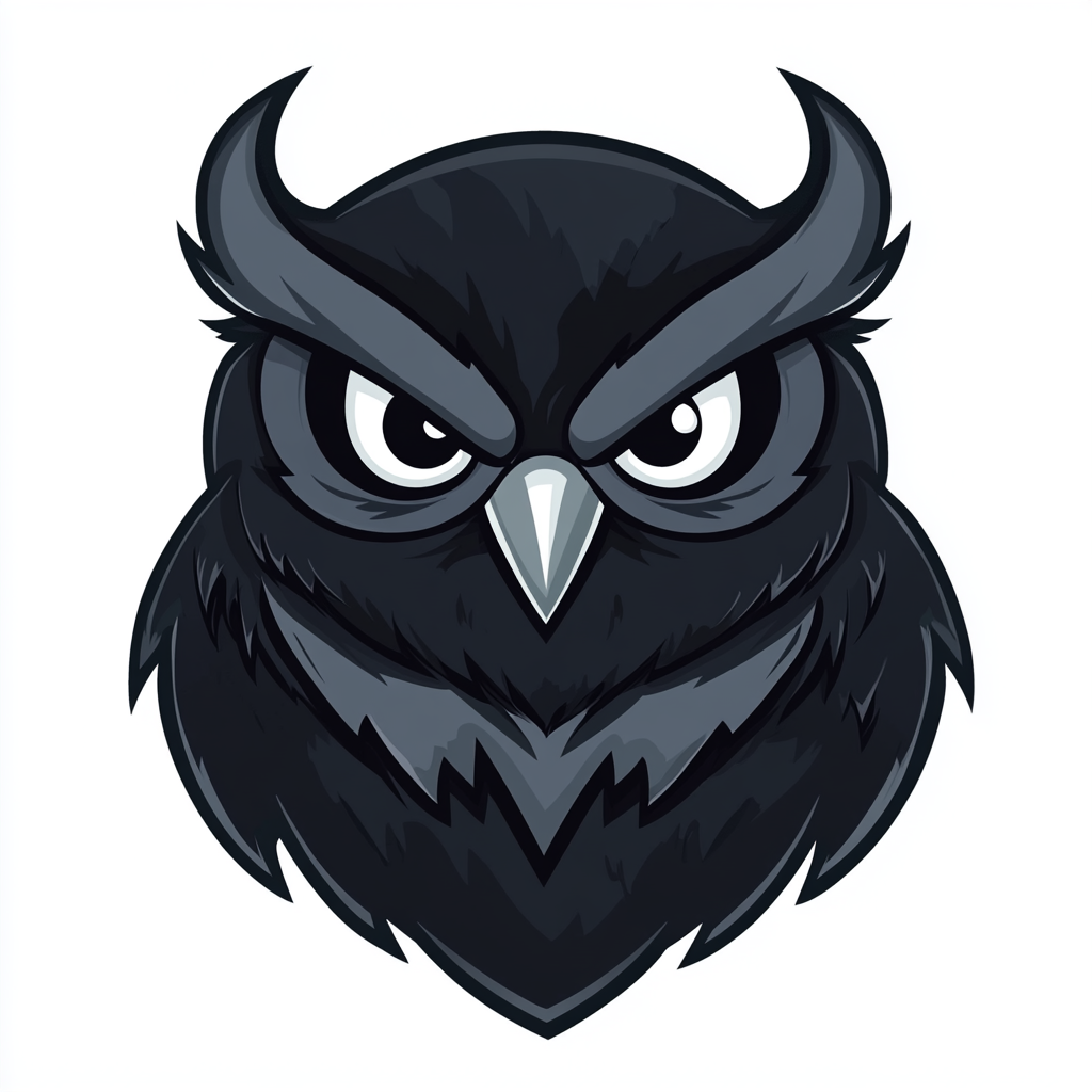 A simple angry black owl logo design