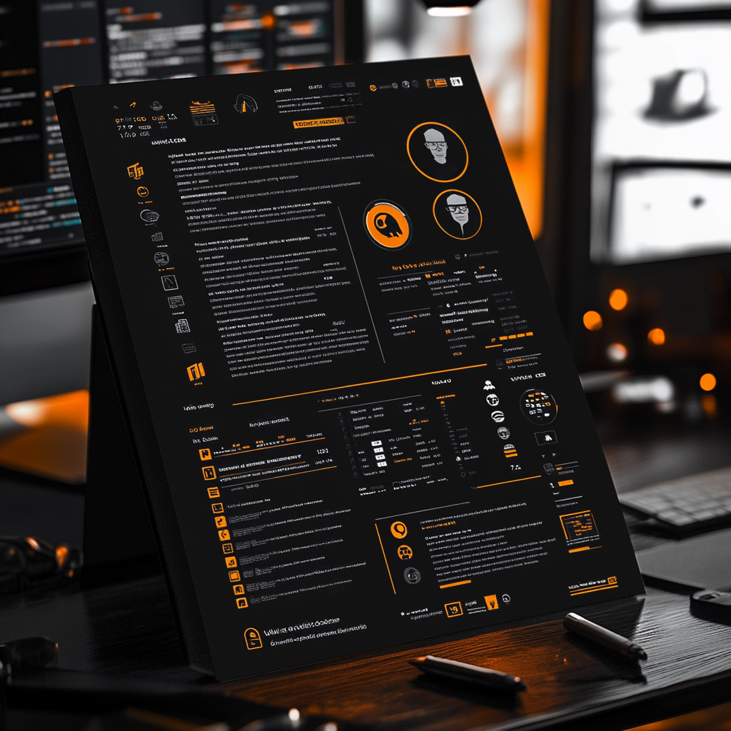 A sleek, modern resume with programming icons 