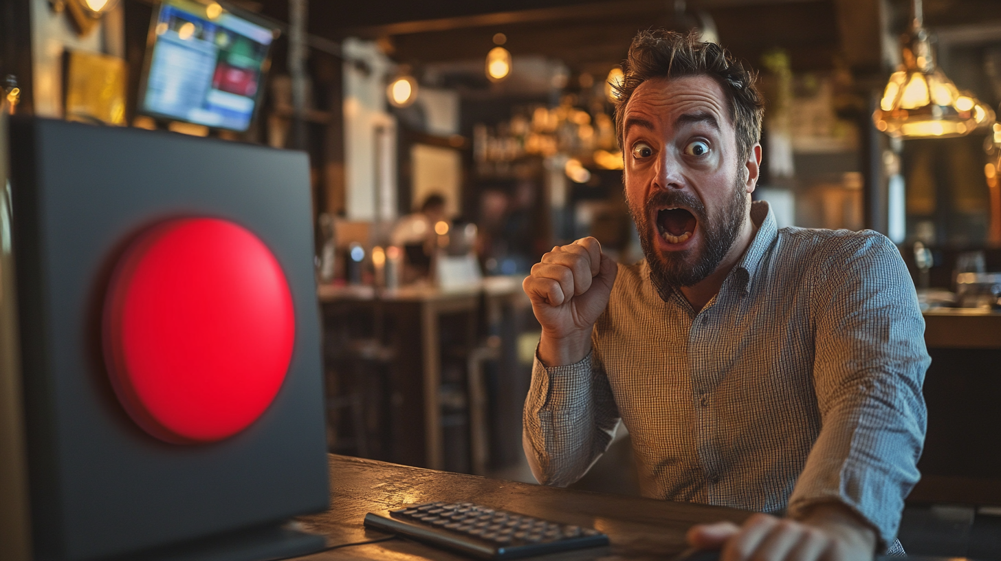 A small business owner shocked in restaurant