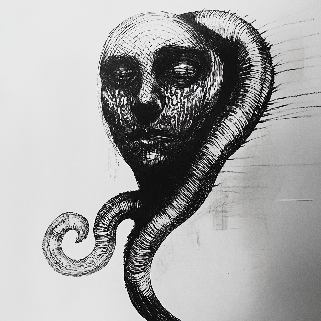 A snake in the dark with rough sketch