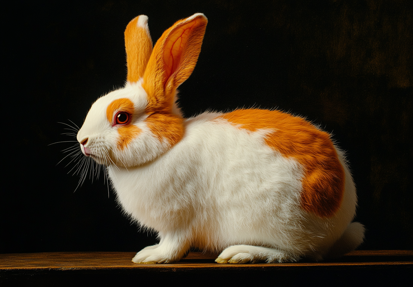 A sneaky rabbit posing for a photo on table