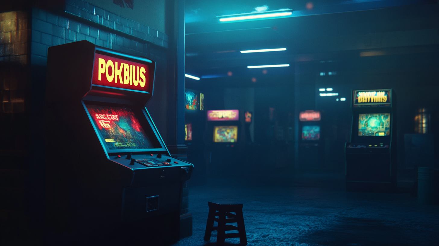 A spooky 80's arcade with Polybius cabinet- 16:9