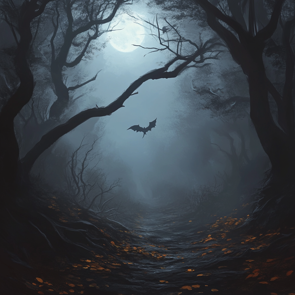 A spooky Harry Potter setting with fog and thestral.