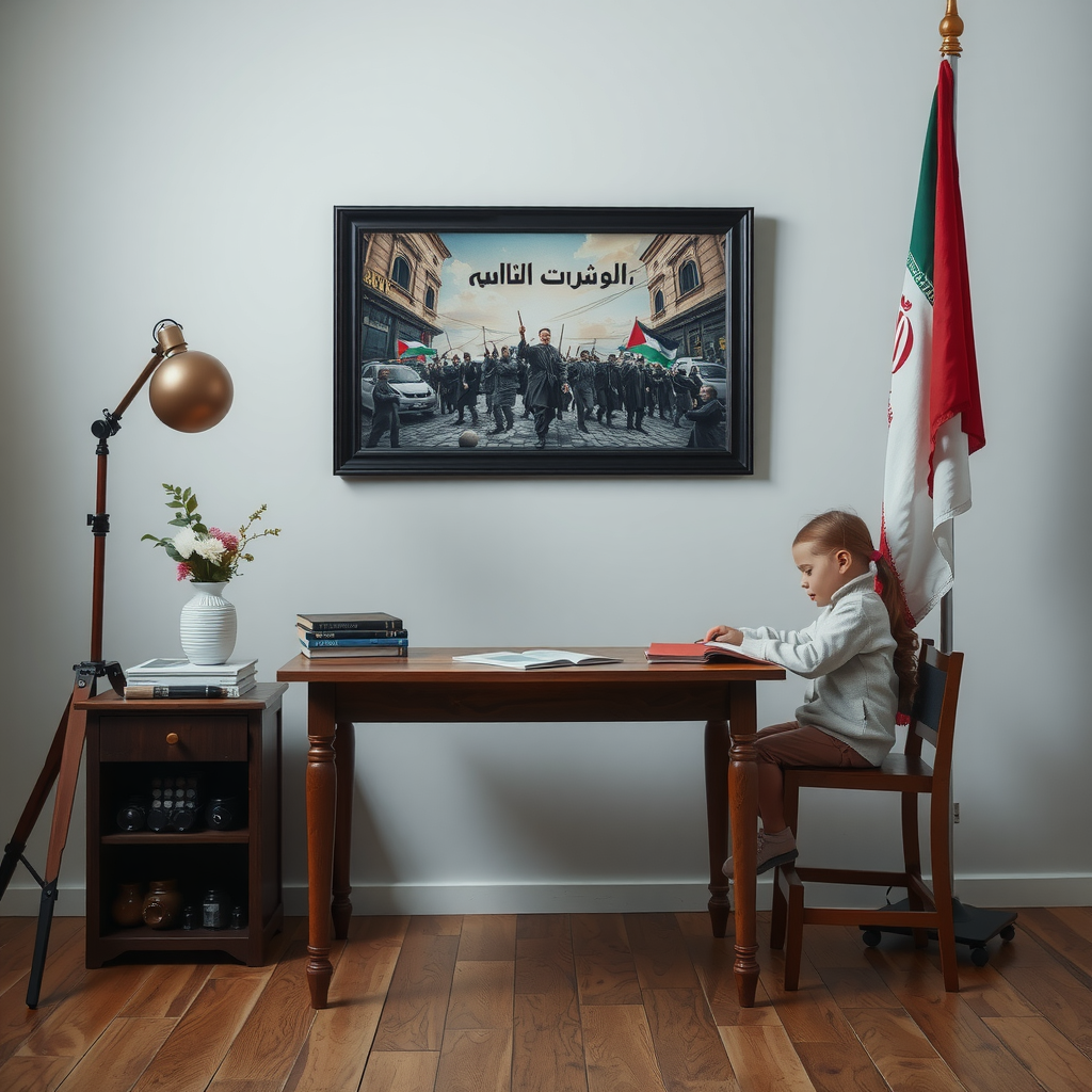 A studio with table, picture of martyrdom