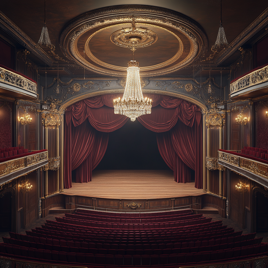 A stunning award-winning school auditorium with dramatic lighting