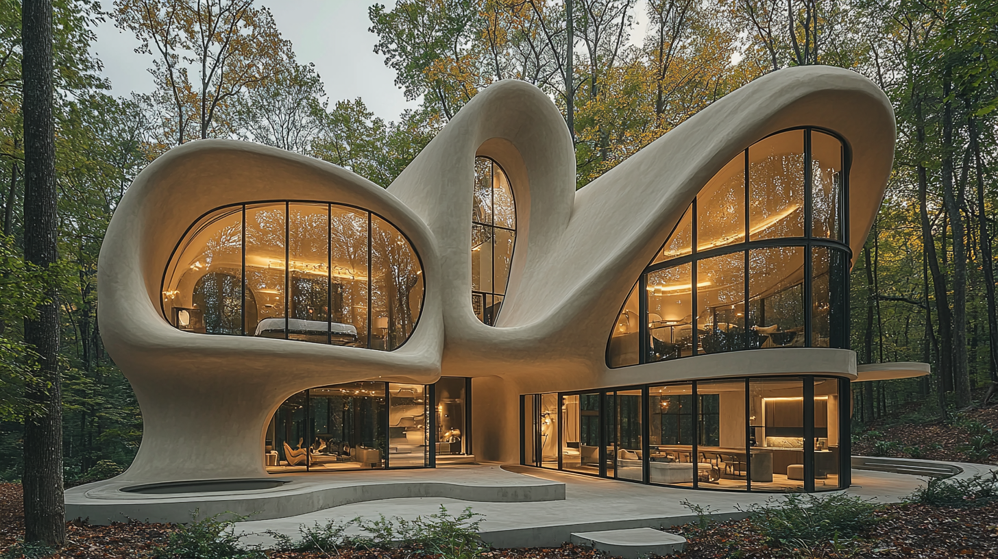 A stunning modern house with vaulted ceilings.