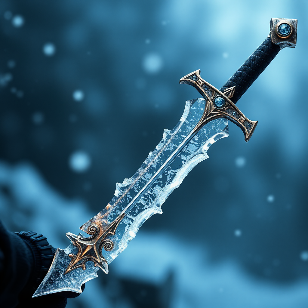 A sword with a blade made of ice.