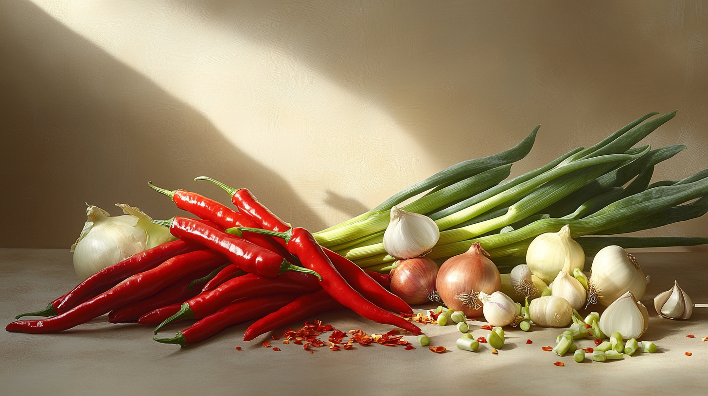 A vibrant Korean vegetable still life image