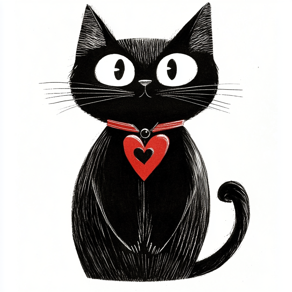 A vintage style valentines card with cute vampire cat