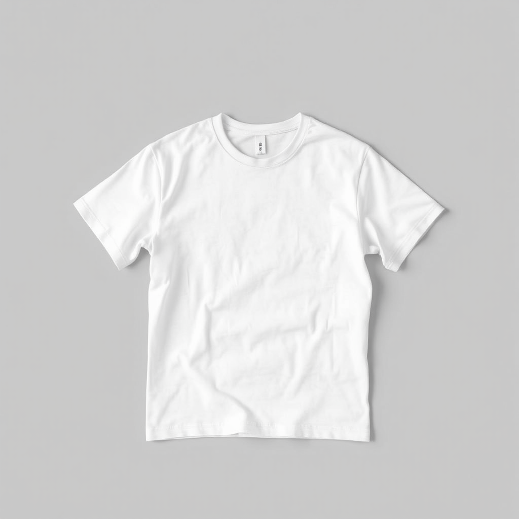 A white T-shirt on grey background.