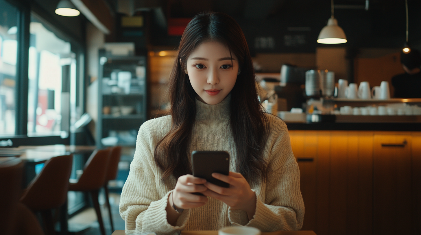 A woman in a cafe taking finance notes