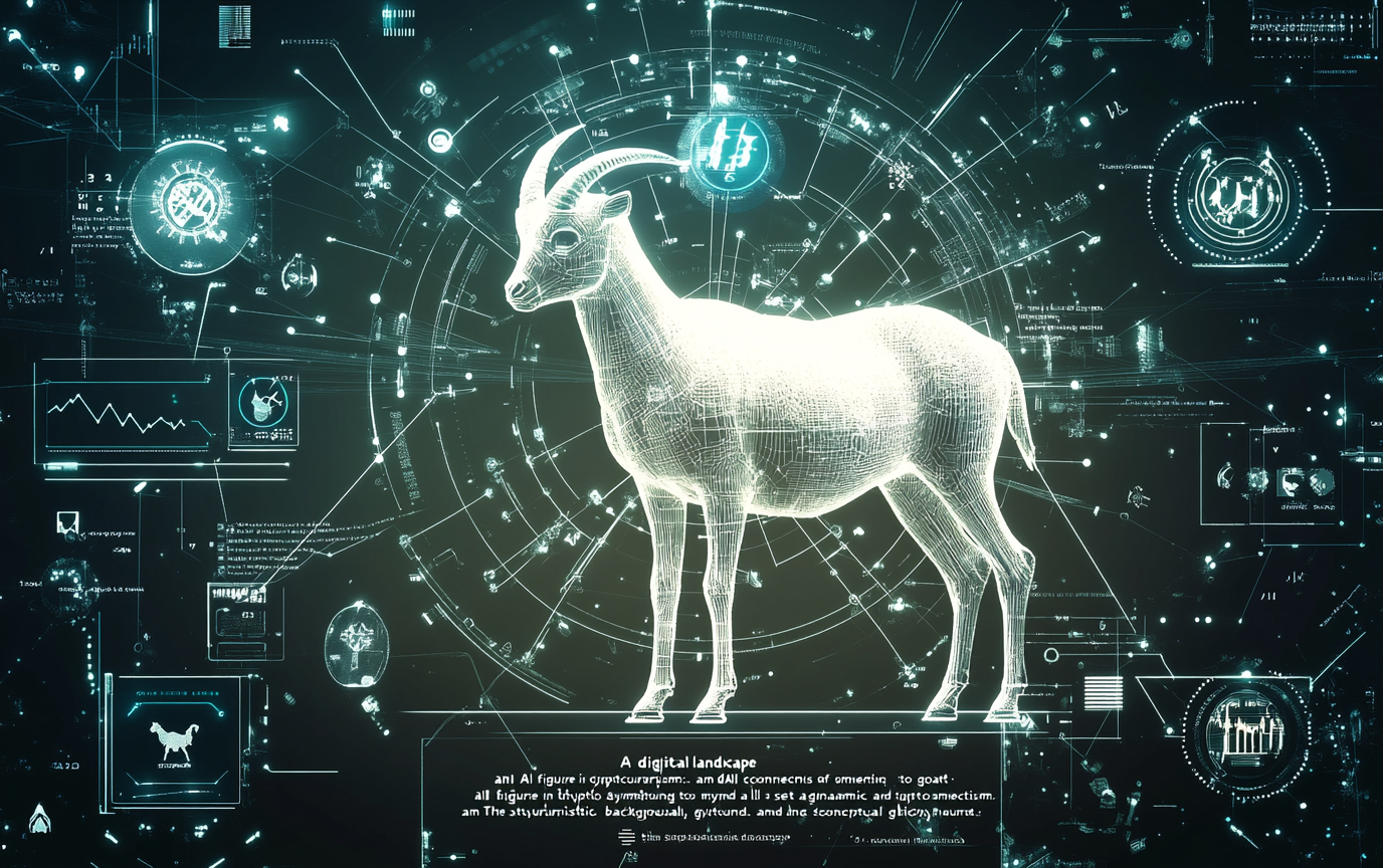 AI figure connected to goat and crypto symbols