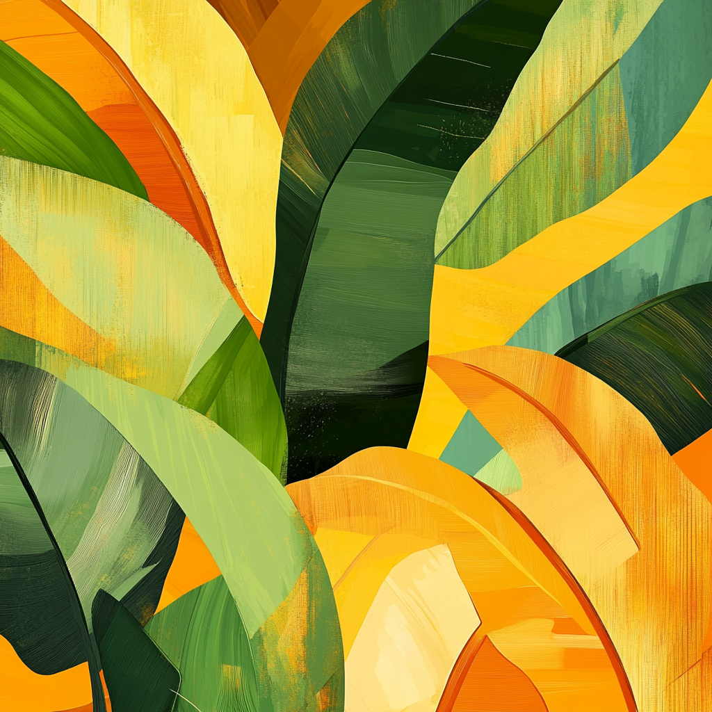 Abstract, Vibrant Banana Plantation Composition