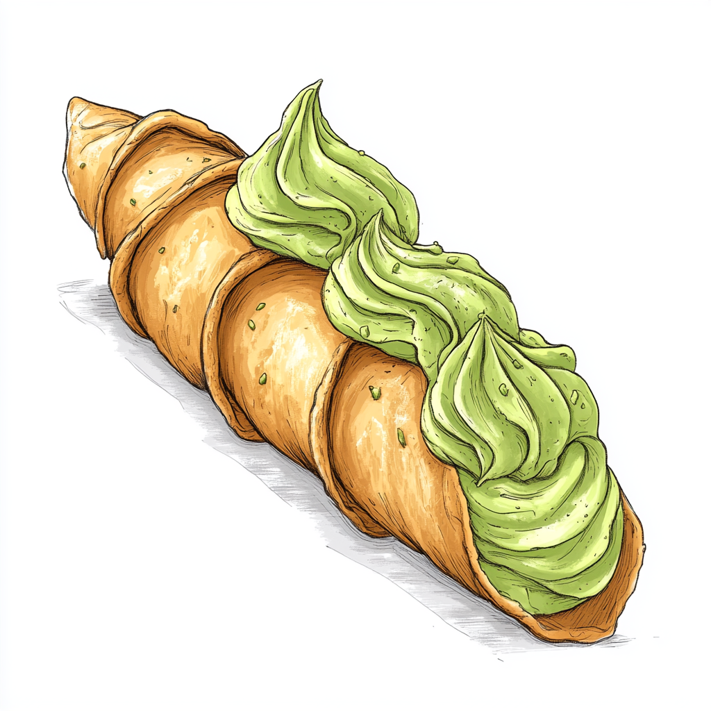 Abstract Cannoli with Pistachio Cream Illustration