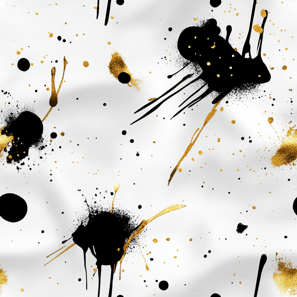 Abstract Cotton Pattern with Gold Splashes