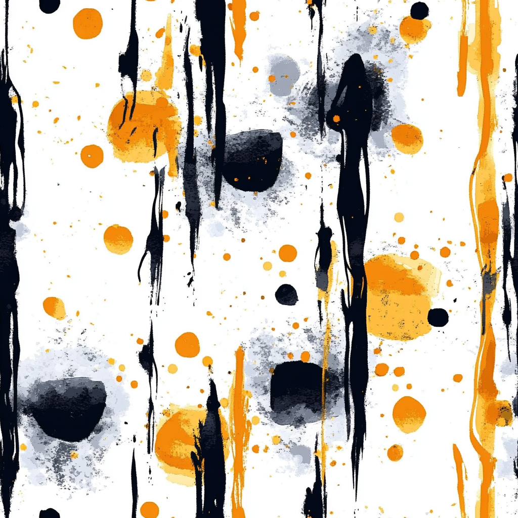 Abstract Cotton Pattern with Gold and Mascara Details