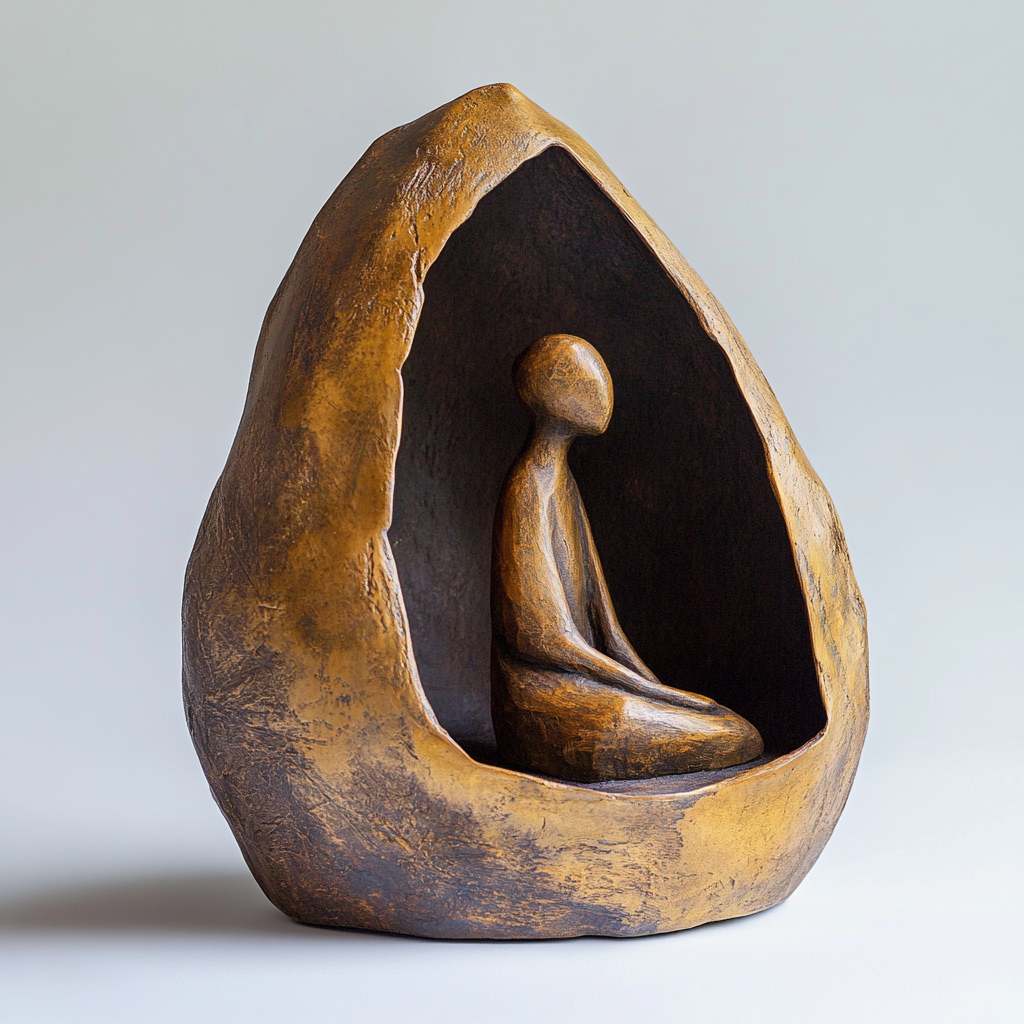 Abstract Golden Brown Figure Shelter Sculpture