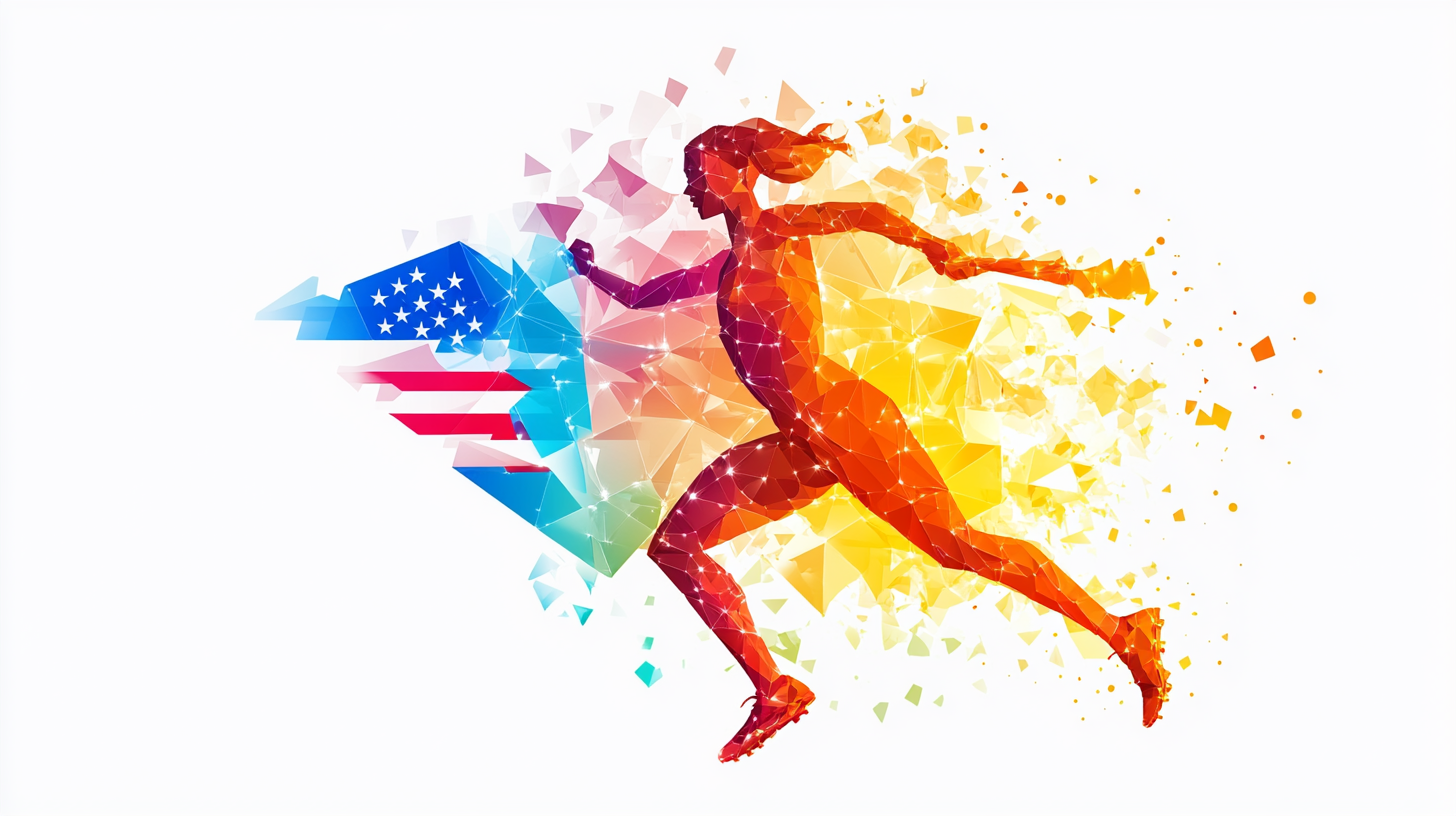 Abstract Olympic Torch with USA Flag Background