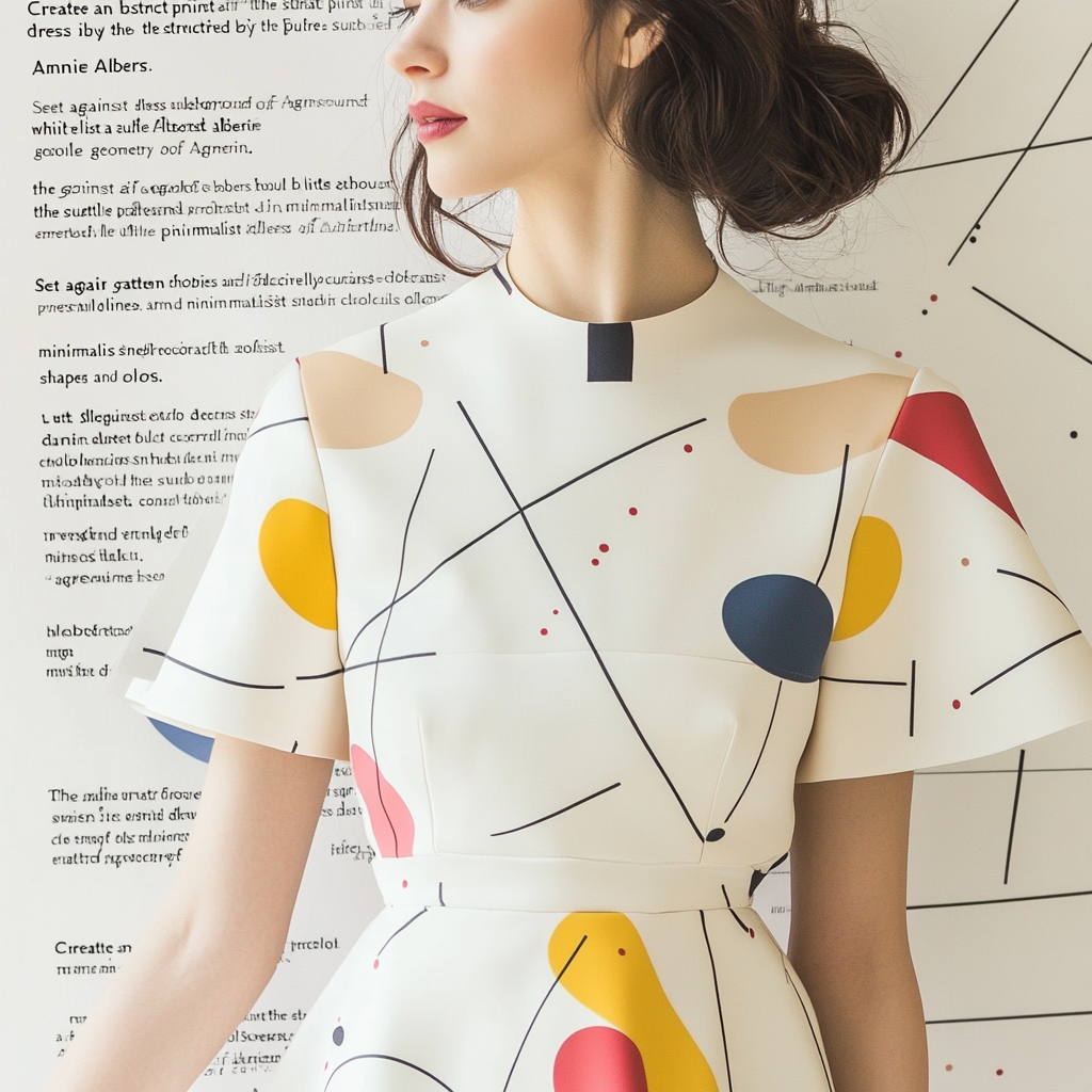 Abstract Print Dress Reflecting Precision and Elegance