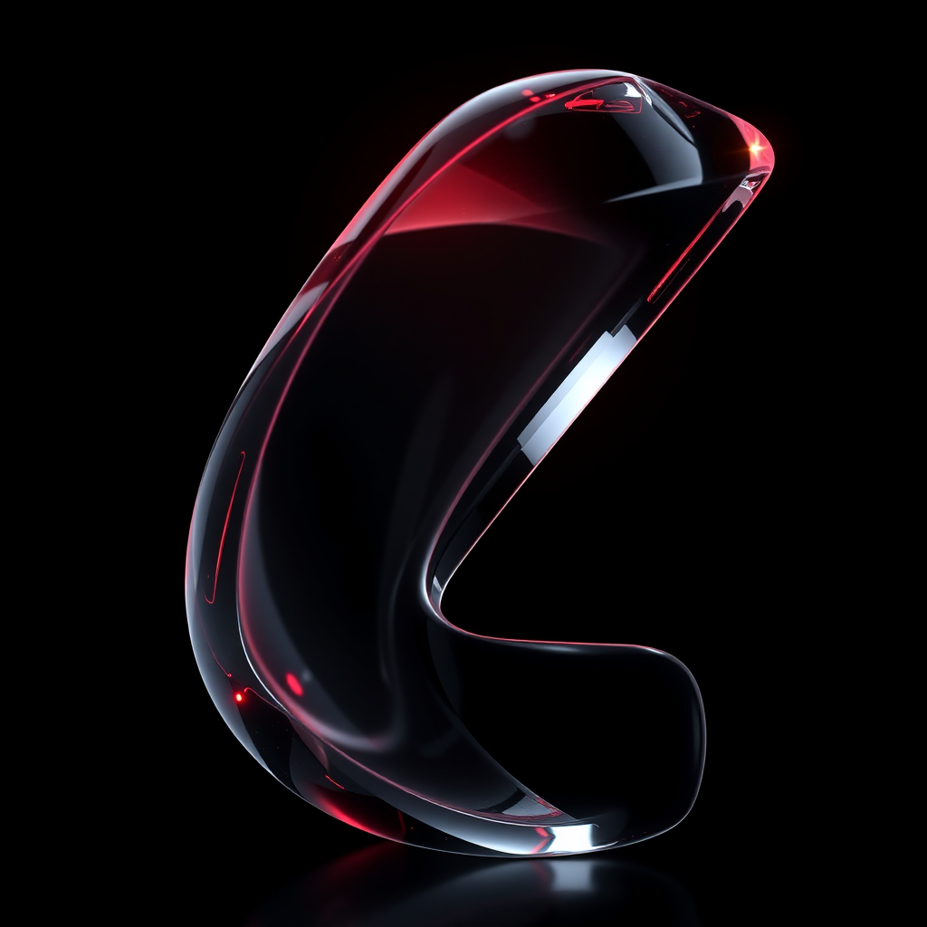 Abstract Z-shaped 3D Object in Red Glass - 8K Portrait