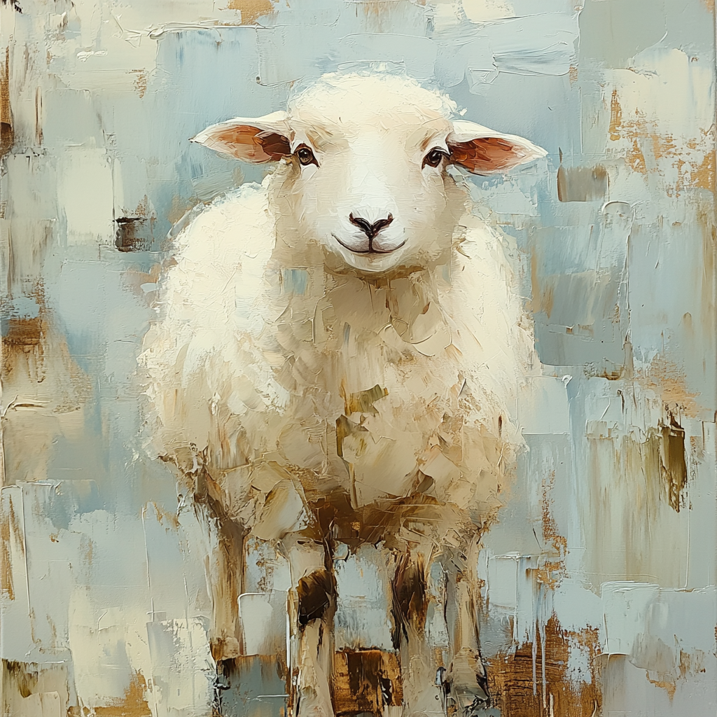 Abstract painting of fluffy sheep by Jeremy Mann.