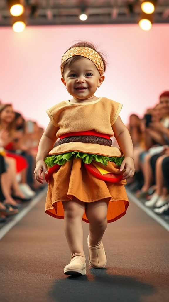 Adorable Baby Struts Burger Runway Fashion Show