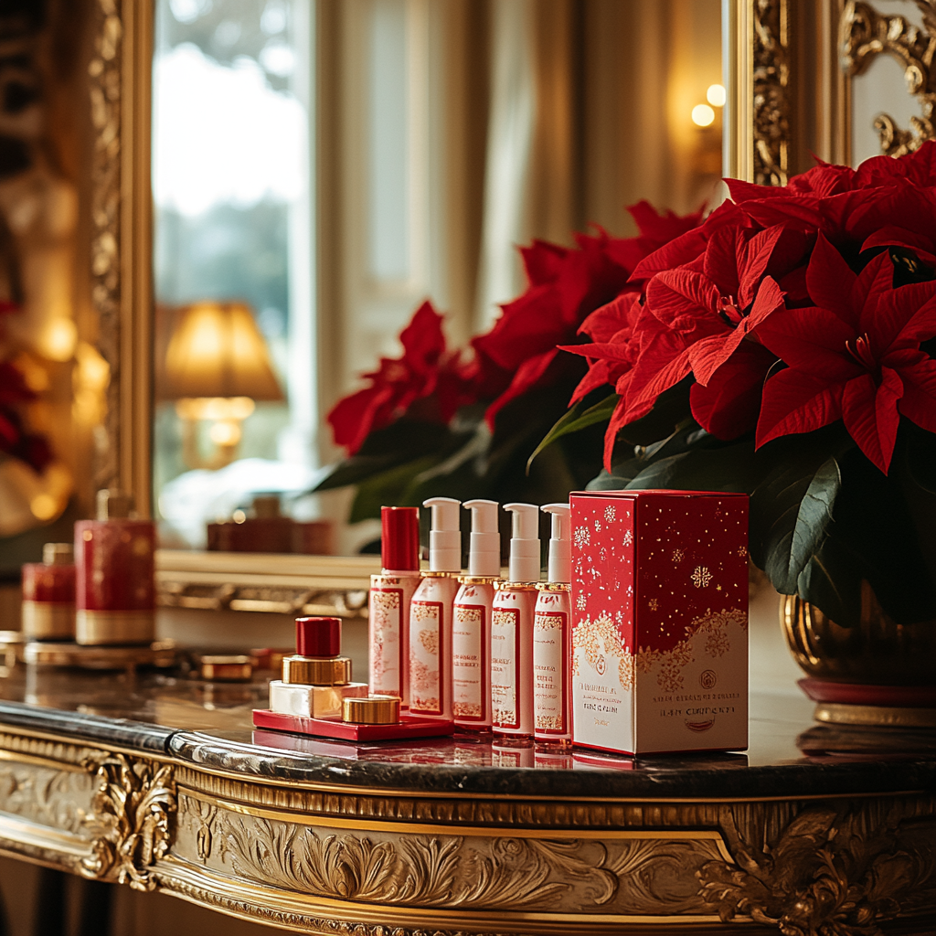 Advent Calendar with Beauty Products in Golden Room