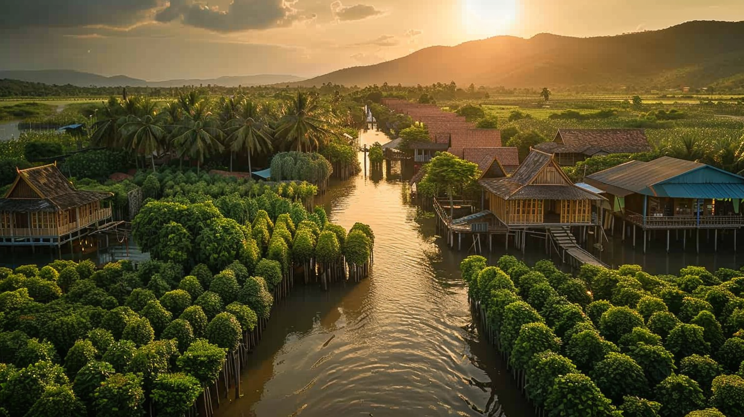 Aerial View of Kampot's Traditional Pepper Plantations