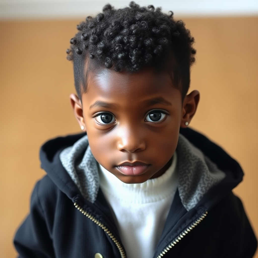 African American Boy with Bright Eyes and Fade