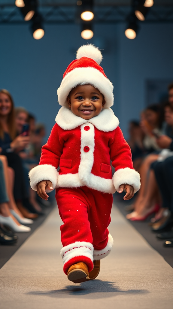 African Baby Santa Stuns on Holiday Runway