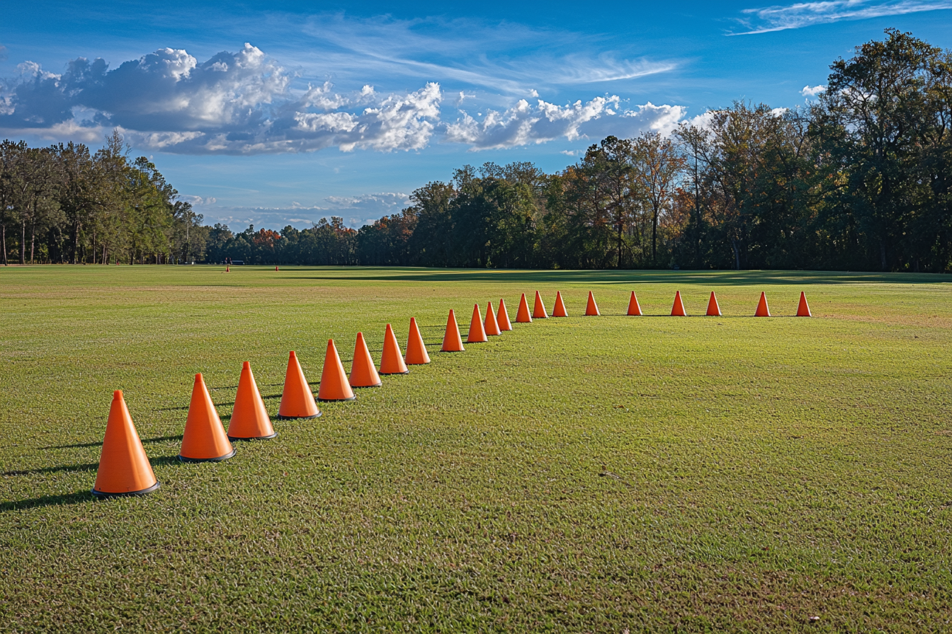 Agility Drill Cones in Wide Open Field