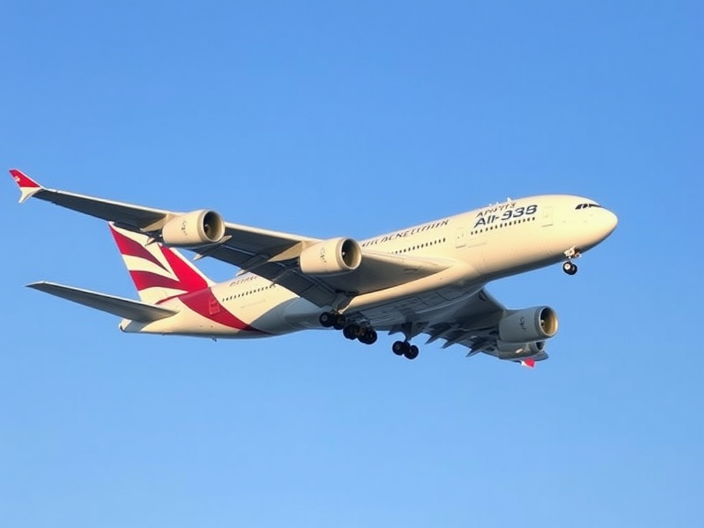 Airbus A380 Commercial Airplane in Flight