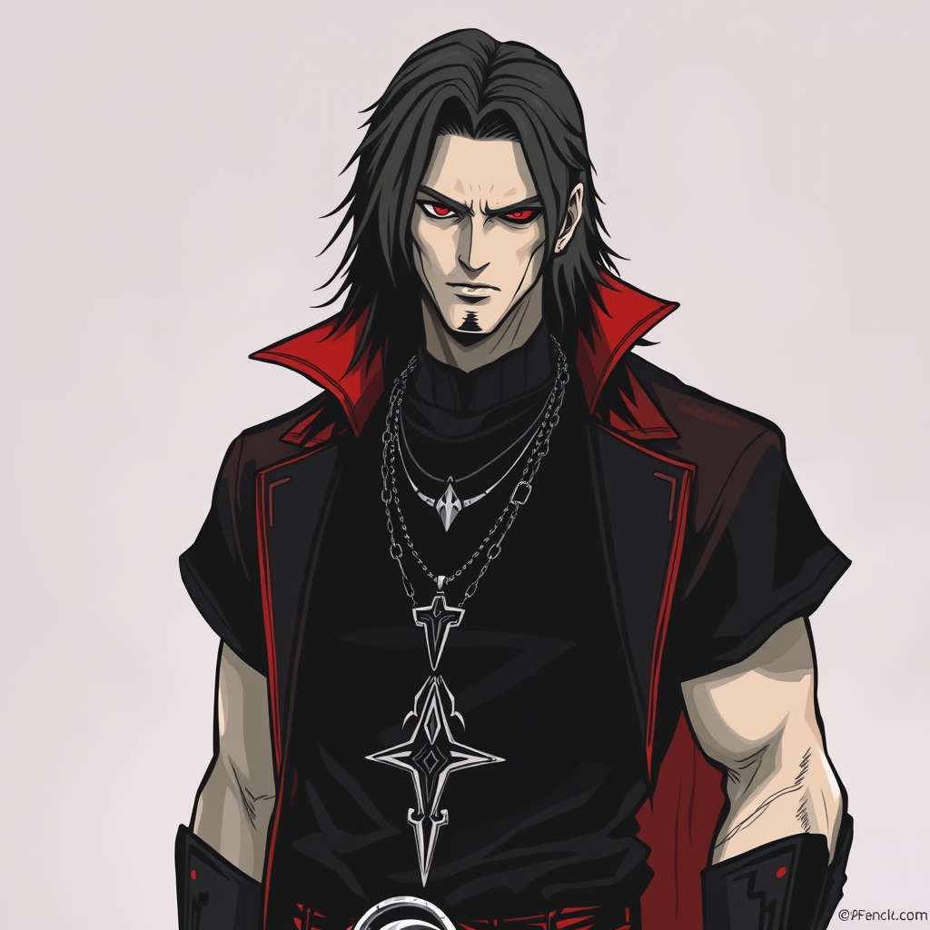 Alucard Wearing a Booba Black T-Shirt from Castlevania