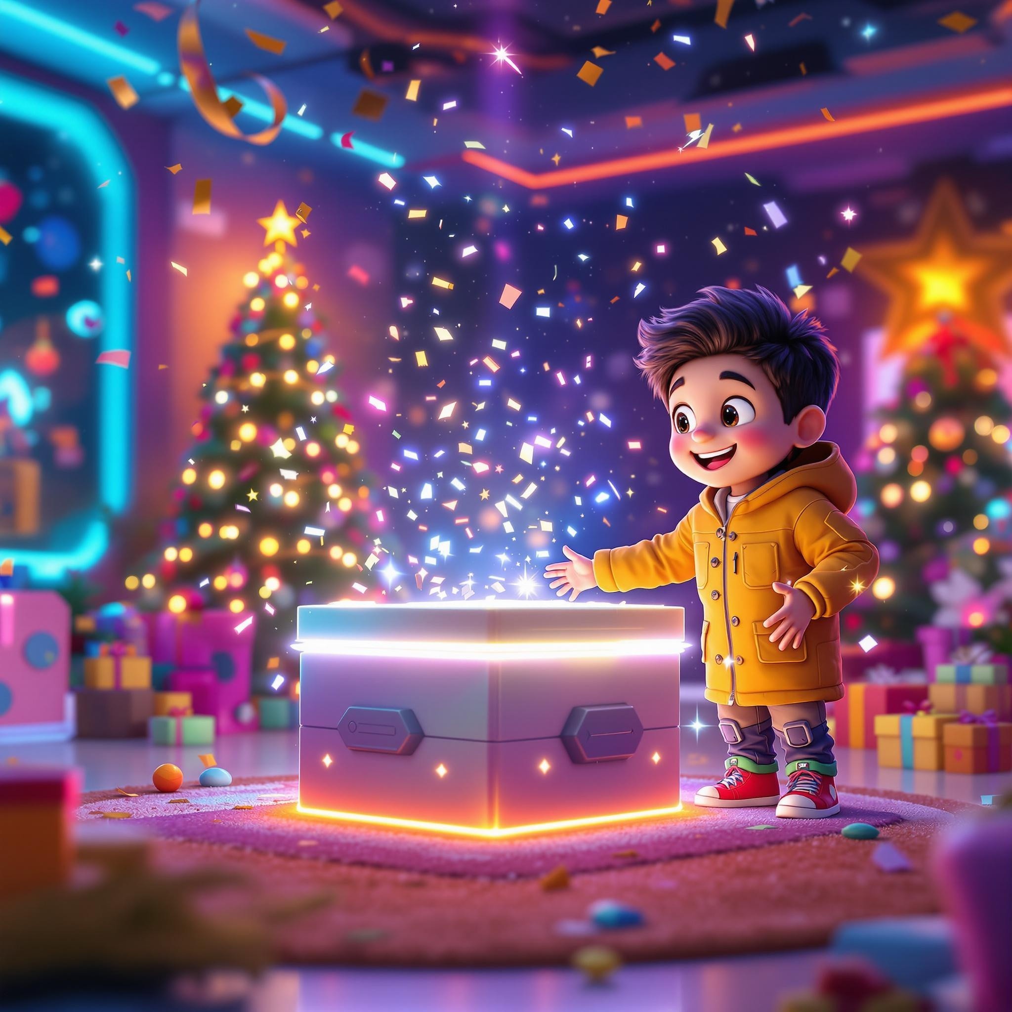 Aman's Futuristic Surprise in Vibrant Room