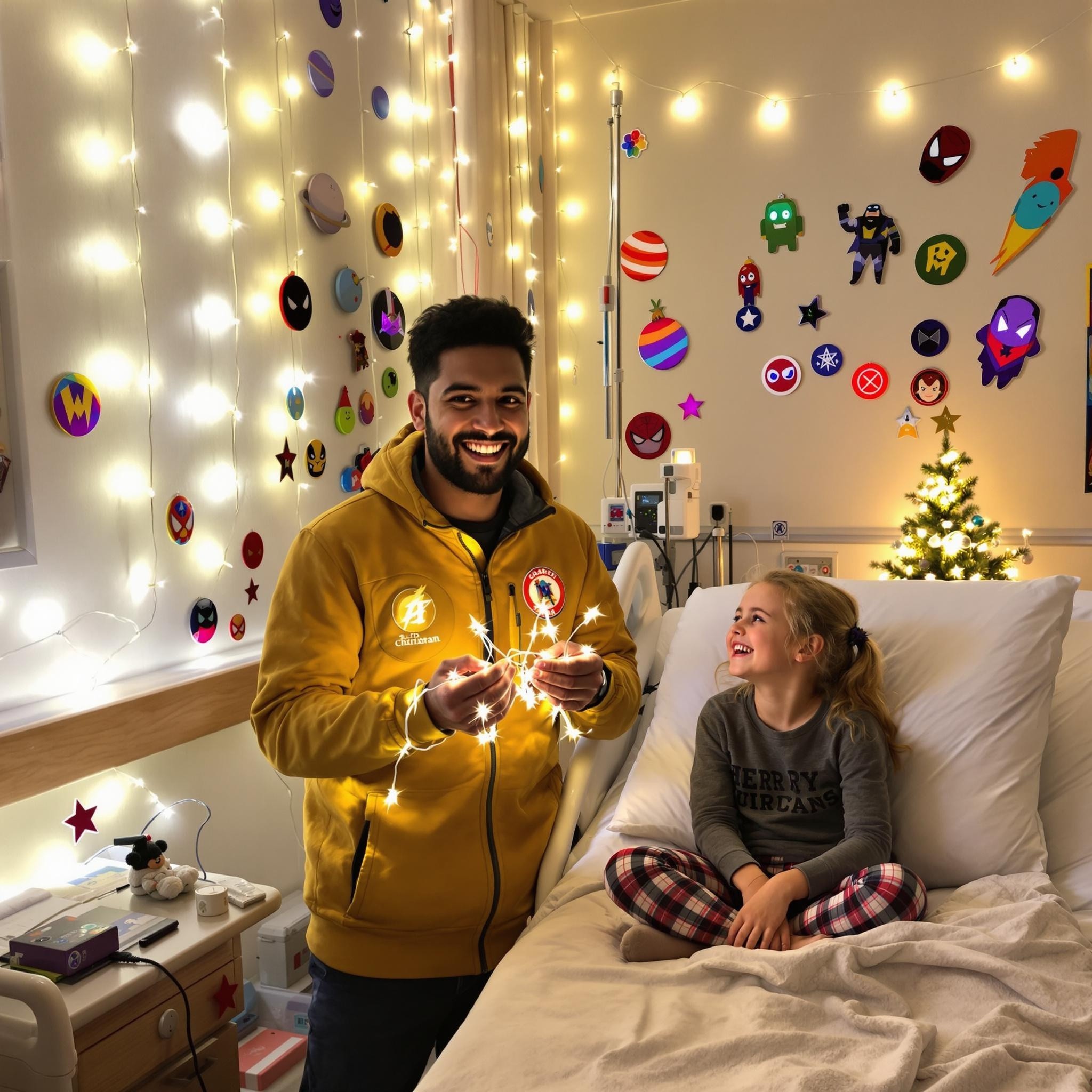Aman and Charlotte Enjoying Festive Hospital Room