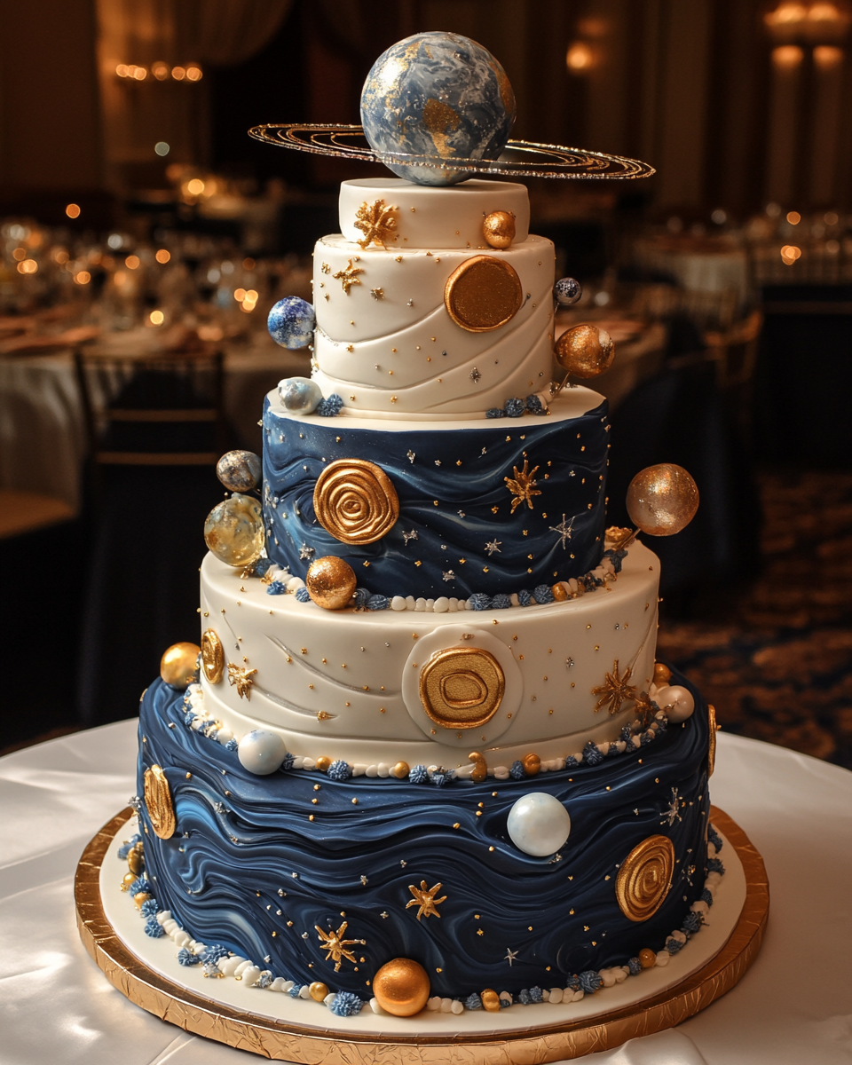 Amazing Solar System Birthday Cake in Geode Style