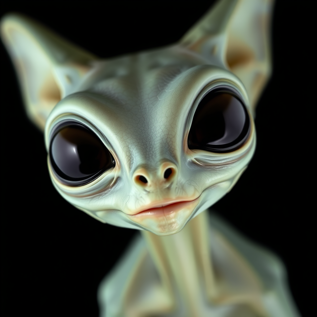 An Alien with Big Eyes in Profile View