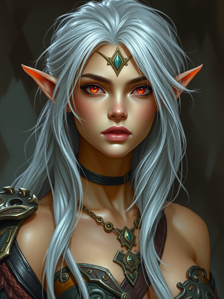 An Androgynous High Elf With Golden Skin.