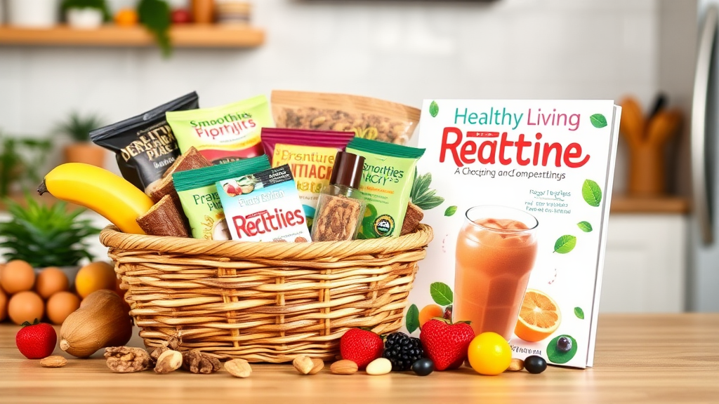 An Array of Healthy Snacks in Basket Image.