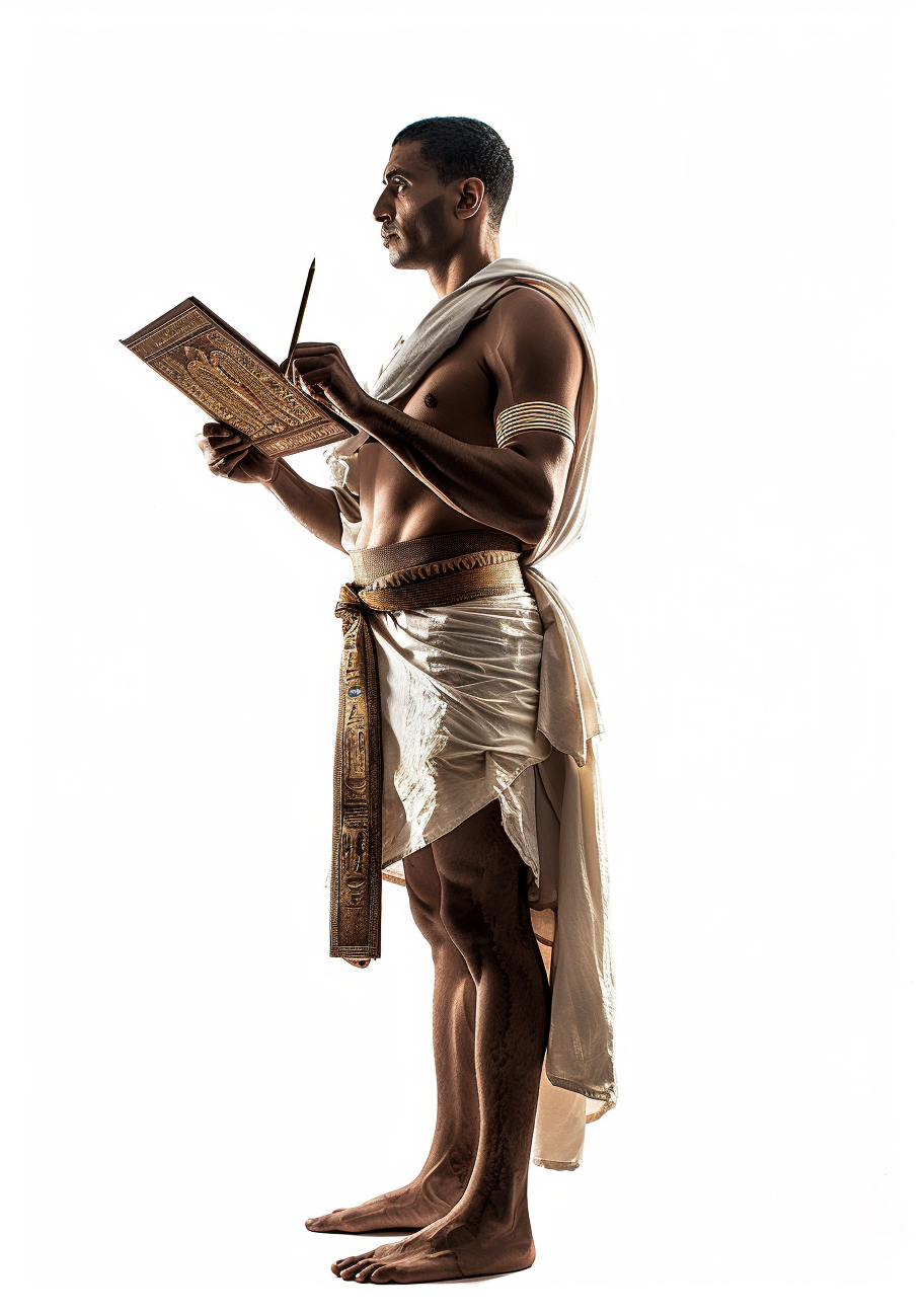 An Egyptian man in traditional clothing with book